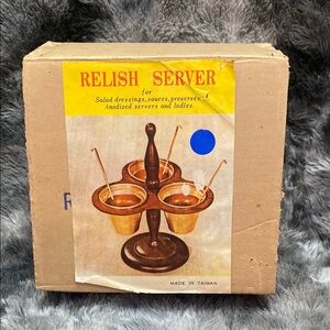Vintage Relish Server with Brown and Gold Finish